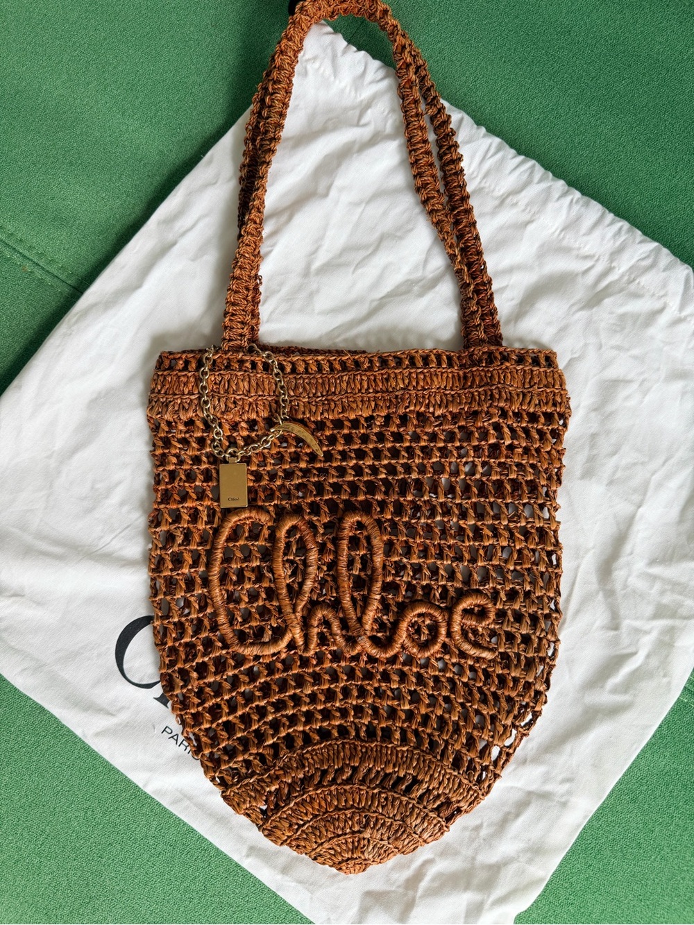 Chloé Small Summer Banana Crocheted Raffia Tote